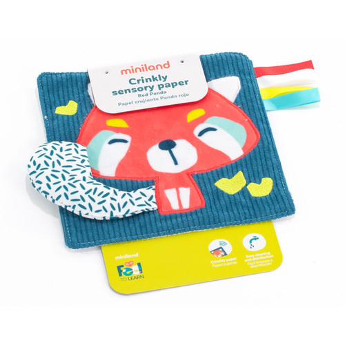 Miniland Feel To Learn: Crinkly Sensory Paper, Red Panda MLE97322