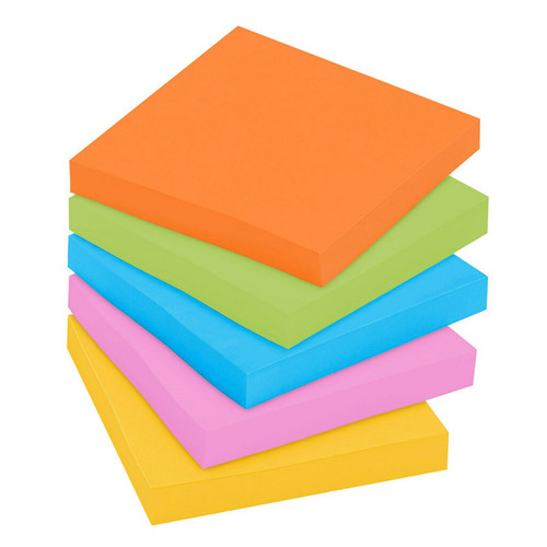 Post-It Super Sticky Notes, 3 In X 3 In, Energy Boost Collection, 70 Sheets/Pad, 24 Pads/Pack MMM65424SSAUCP