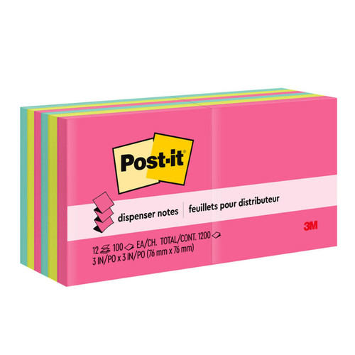 Post-It Dispenser Pop-Up Notes, Poptimistic Collection, 100 Sheets/Pad, 12 Pads MMMR33012AN