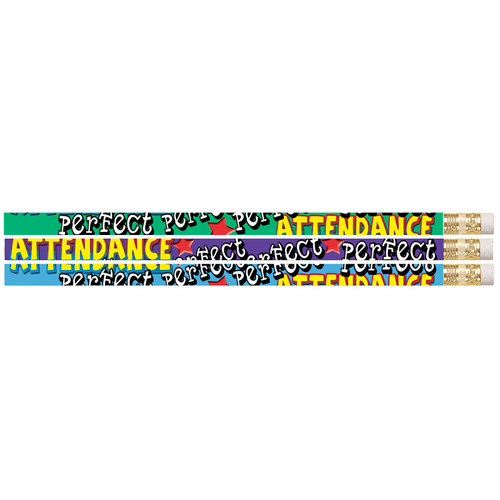 Musgrave Perfect Attendance Motivational Pencils, 12 Per Pack, 12 Packs MUS2329D-12