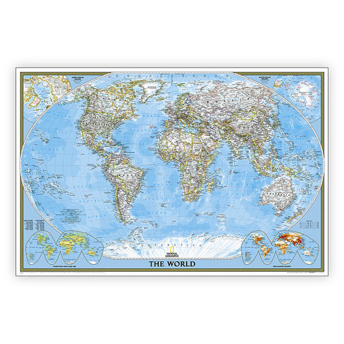 National World Classic Map, Poster Size And Laminated, 36" X 24" NGMRE01020381