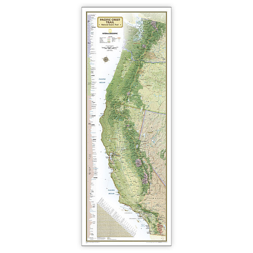 National Pacific Crest Trail Map, In Gift Box, 18" X 48" NGMRE01020758X