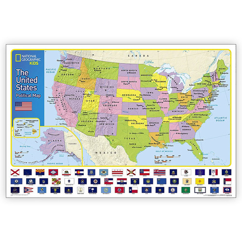 National United States For Kids Map, Laminated, 24" X 36" NGMRE01021159