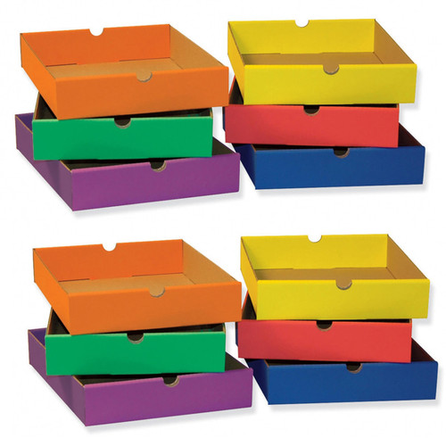 Classroom Drawers For 6-Shelf Organizer, 6 Assorted Colors, 2-1/2"H X 10-1/4"W X 13-1/4"D, 6 Drawers Per Set, 2 Sets PAC001313-2