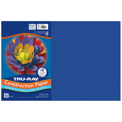 Tru-Ray Construction Paper, Heavyweight, Royal Blue, 12" X 18", 50 Sheets PAC103049
