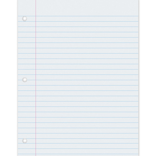Pacon Composition Paper, White, 3-Hole Punched, Red Margin, 3/8" Ruled, 8-1/2" X 11", 500 Sheets PAC2402