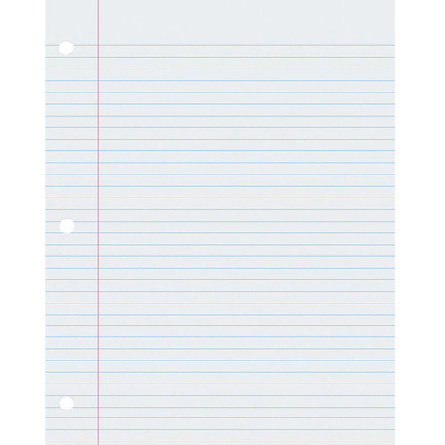 Pacon Composition Paper, White, 3-Hole Punched, Red Margin, 9/32" Ruled, 8-1/2" X 11", 500 Sheets PAC2405