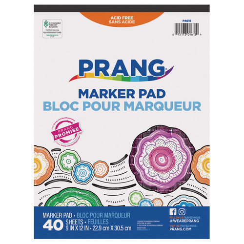 Prang Marker Pad, White, 9" X 12", 40 Sheets PAC4618