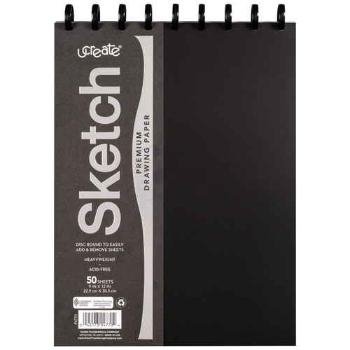 Ucreate Disc Bound Sketch Book, 9" X 12", 50 Sheets PAC4770