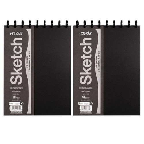 Ucreate Disc Bound Sketch Book, 9" X 12", 50 Sheets, Pack Of 2 PAC4770-2
