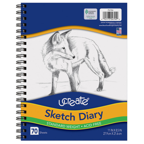 Ucreate Sketch Diary, Standard Weight, 11" X 8-1/2", 70 Sheets PAC4794