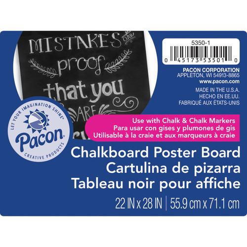 Ucreate Premium Chalkboard Poster Board, Black, 22" X 28", 25 Sheets PAC53501