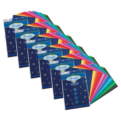 Spectra Deluxe Bleeding Art Tissue, 25 Colors, 12" X 18", 50 Sheets Per Pack, 6 Packs PAC58520-6