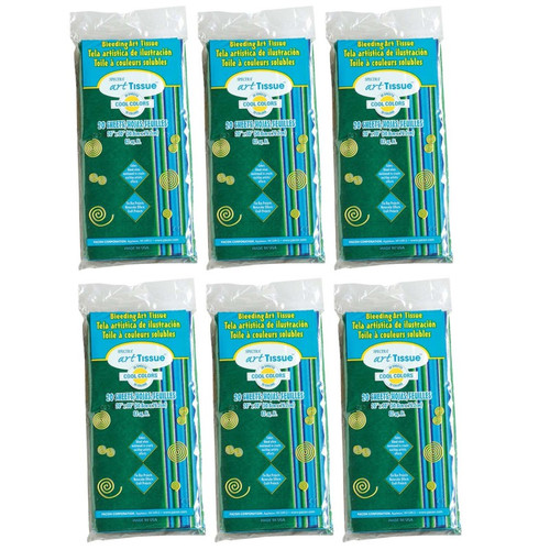 Spectra Deluxe Bleeding Art Tissue, 10 Color Cool Assortment, 20" X 30", 20 Sheets Per Pack, 6 Packs PAC58536-6