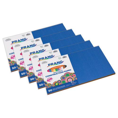 Prang Construction Paper Assorted, 10 Assorted Colors, 12" X 18", 50 Sheets Per Pack, 5 Packs PAC6507-5