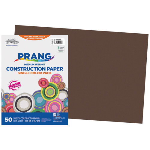 Prang Construction Paper, Medium Weight, Dark Brown, 12" X 18", 50 Sheets PAC6807
