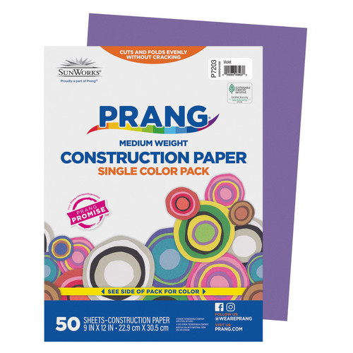 Prang Construction Paper, Medium Weight, Violet, 9" X 12", 50 Sheets PAC7203