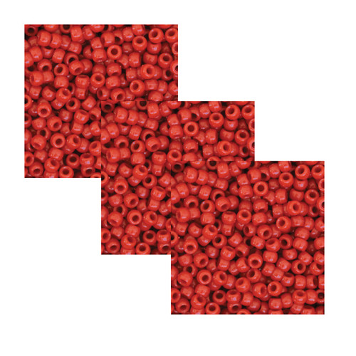 Creativity Pony Beads, Red, 6 Mm X 9 Mm, 1000 Per Pack, 3 Packs PACAC355206-3