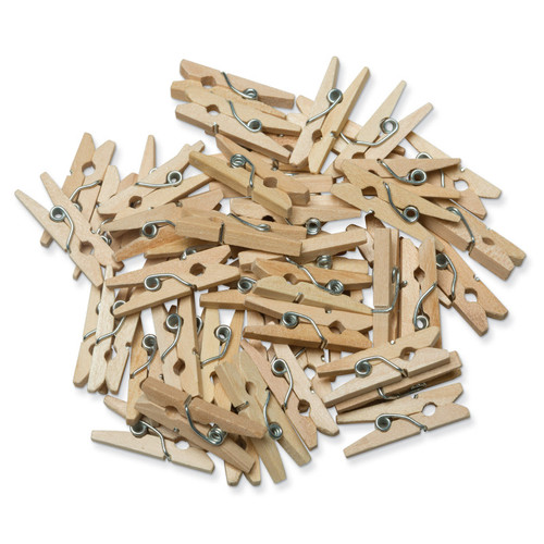 Creativity Mini Spring Clothespins, Natural, 1", 50 Pieces PACAC365701