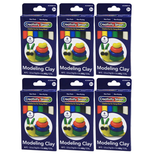 Creativity Extruded Modeling Clay, 6 Assorted Colors, 6 Sticks/1 Lb. Per Pack, 6 Packs PACAC408001-6
