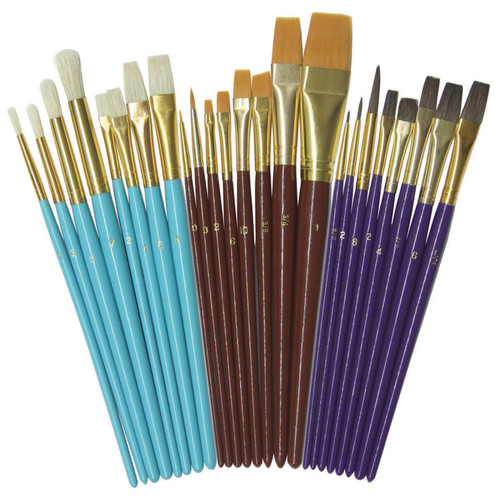 Creativity Deluxe Brush Assortment, Assorted Colors & Sizes, 24 Brushes PACAC5134