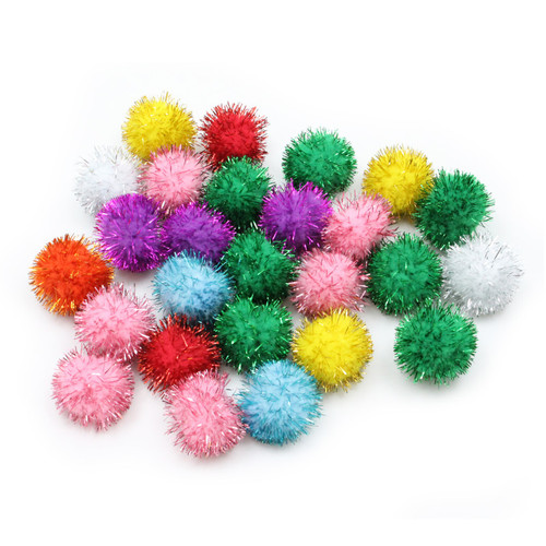 Creativity Glitter Pom Pons, Assorted Colors, 33 Mm, 40 Pieces PACAC81533