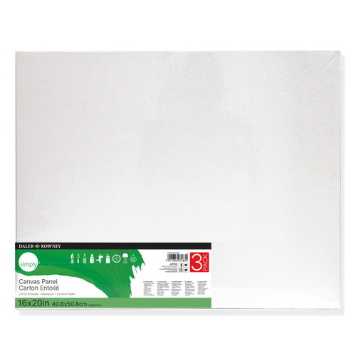 Daler-Rowney Simply White Canvas Panels Set, 16" X 20", 3-Pack PACD525031620