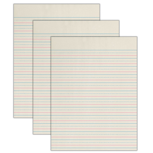 Zaner-Bloser Newsprint Handwriting Paper, Dotted Midline, Grade 2, 1/2" X 1/4" X 1/4" Ruled Short, 8" X 10-1/2", 500 Sheets Per Pack, 3 Packs PACZP2613-3