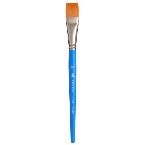 Princeton Select Artiste Flat Wash Brush, Synthetic Bristles, Short Handle Mixed Media Paintbrush, Jewel Blue, Size 3/4 Inch, 1 Count PBXP3750FW075