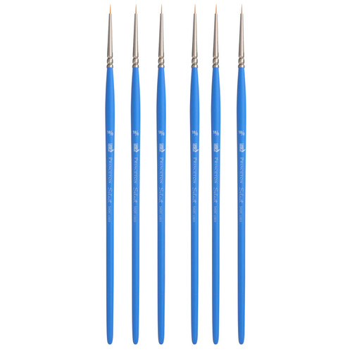 Princeton Select Artiste Short Liner Brush, Synthetic Bristles, Short Handle Mixed Media Paintbrush, Jewel Blue, Size 18/0, Pack Of 6 PBXP3750SL180-6