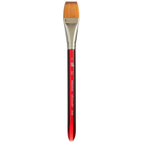 Princeton Velvetouch Wash Brush, Synthetic Bristles, Short Handle Mixed Media Paintbrush, Scarlet, Size 1 Inch, 1 Count PBXP3950W100