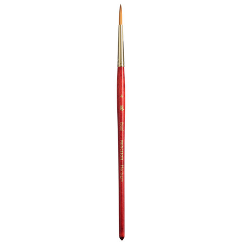 Princeton Heritage Round Brush, Synthetic Bristles, Short Handle Watercolor Paintbrush, Scarlet, Size 4, 1 Count PBXP4050R4