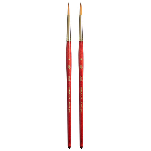 Princeton Heritage Round Brush, Synthetic Bristles, Short Handle Watercolor Paintbrush, Scarlet, Size 4, Pack Of 2 PBXP4050R4-2