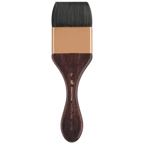 Princeton Neptune Mottler Brush, Synthetic Bristles, Short Handle Watercolor Paintbrush, Dark Wood, Size 2 Inch, 1 Count PBXP4750M200
