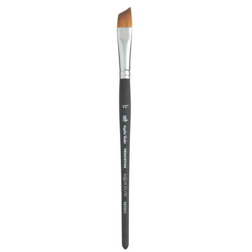 Princeton Aqua Elite Angle Shader Brush, Synthetic Bristles, Short Handle Watercolor Paintbrush, Matte Black, Size 1/2 Inch, 1 Count PBXP4850AS050