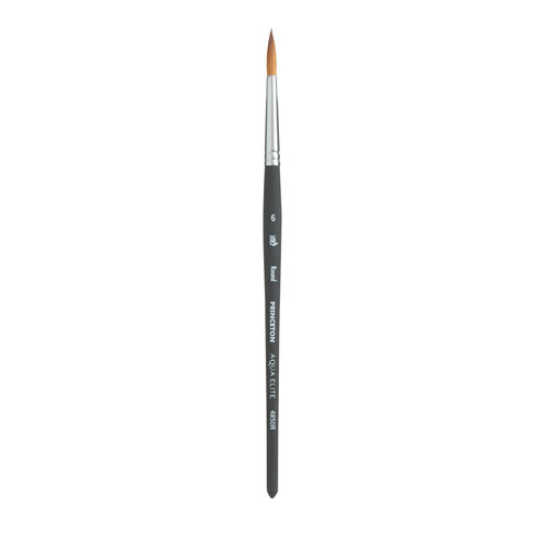 Princeton Aqua Elite Round Brush, Synthetic Bristles, Short Handle Watercolor Paintbrush, Matte Black, Size 6, 1 Count PBXP4850R6