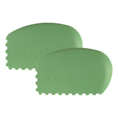 Princeton Catalyst Tool Wedge, Silicone, Mixed Media Paintbrush, Green, Size 3, Pack Of 2 PBXPW03-2