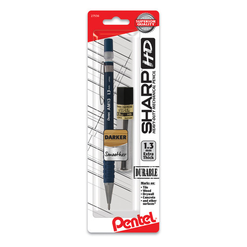Pentel Sharp Hd Mechanical Pencil (1.3Mm), Dark Blue Barrel, (1) Super Hi-Polymer Lead Refill PENAM13LBP