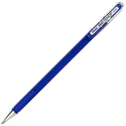 Pentel Hybrid Mattehop Gel Roller, 1.0Mm, Matte Blue Ink, Pack Of 12 PENK110VC