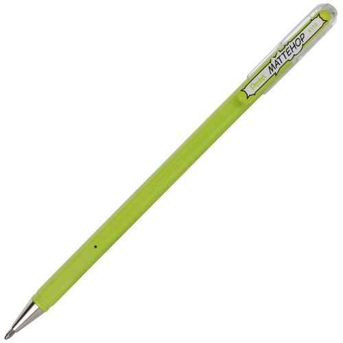 Pentel Hybrid Mattehop Gel Roller, 1.0Mm, Matte Yellow Green Ink, Pack Of 12 PENK110VK