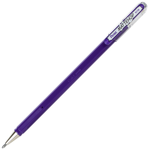 Pentel Hybrid Mattehop Gel Roller, 1.0Mm, Matte Violet Ink, Pack Of 12 PENK110VV