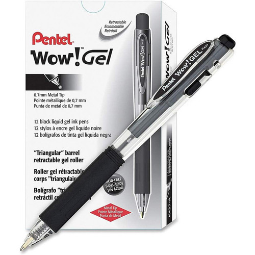 Pentel Wow! Gel Pen, Black, Pack Of 24 PENK437A-24