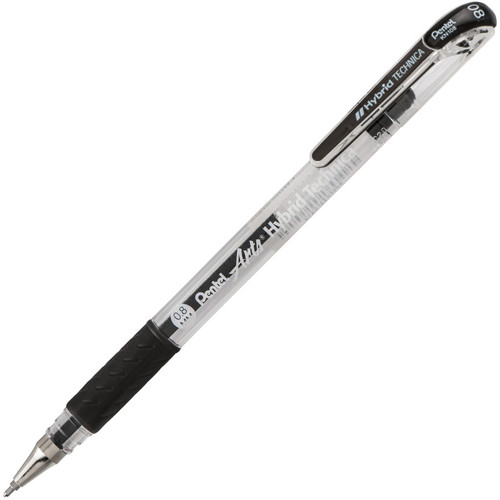 Pentel Hybrid Technica (0.8Mm) Gel Pen, Black, Pack Of 12 PENKN108A