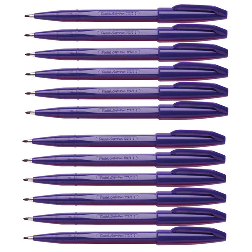 Pentel Sign Pen, Violet, Pack Of 12 PENS520V-12