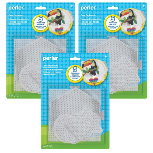Perler Small & Large Basic Shapes Clear Pegboards, 5 Per Pack, 3 Packs PER22750-3