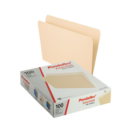 Pendaflex File Folders, Letter Size, Manila, Straight Cut, Box Of 100 PFX752