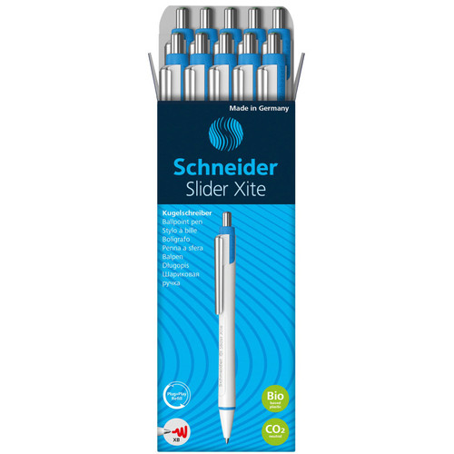 Schneider Slider Xite Xb Refillable + Retractable Ballpoint Pen, 1.4 Mm, Green Ink, Box Of 10 Pens PSY133204