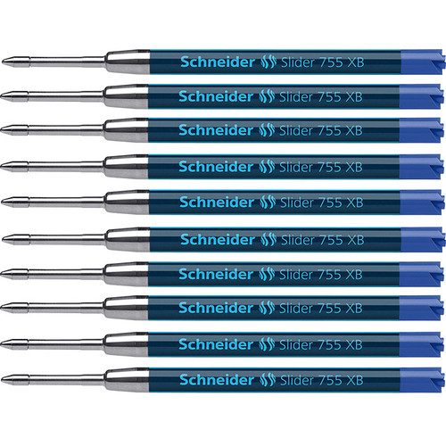 Schneider Slider 755 Xb Ballpoint Pen Refill, Viscoglide Ink, Blue, Pack Of 10 PSY175503-10