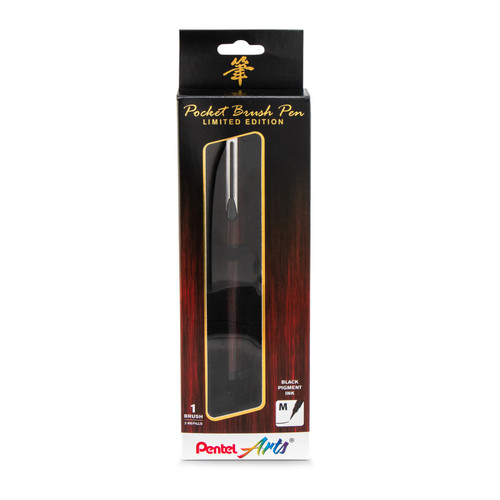 Pentel Limited Edition Pocket Brush Pen With 2 Black Refills, Mahogany Wrap PTAGFKP3F2BPA