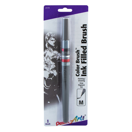 Pentel Color Brush With Pigment Ink, Medium Tip, Gray, 1-Pack PTAGFPBP137